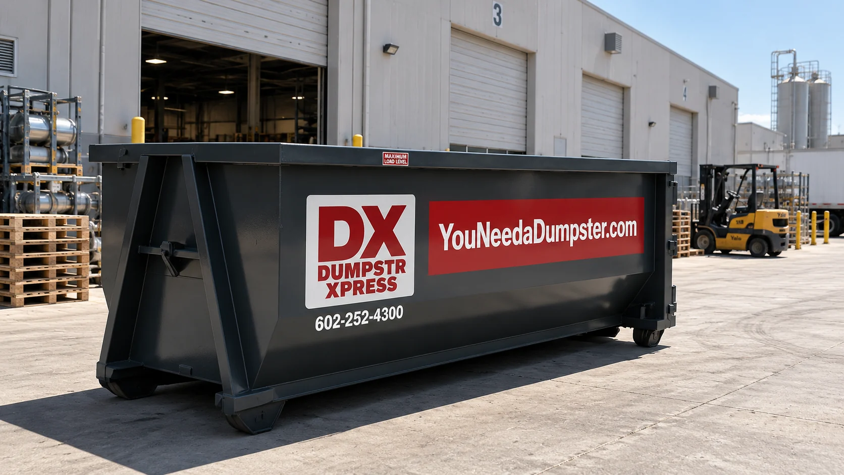 Dumpstr Xpress dumpster service for Phoenix Valley manufacturing facilities